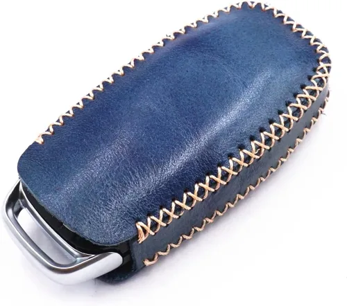 Miniatura 5 de Funda de cuero para llavero de 5 botones para Ford Mustang Explorer Taurus F-150 Fusion Mondeo Edge Lincoln MKZ MKC MKX (azul)