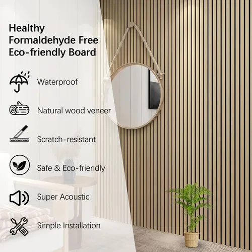 Miniatura 5 de Paneles de pared 3D para decoración de paredes interiores, paquete de 2 paneles de madera para pared, paneles acústicos de chapa de madera auténtica