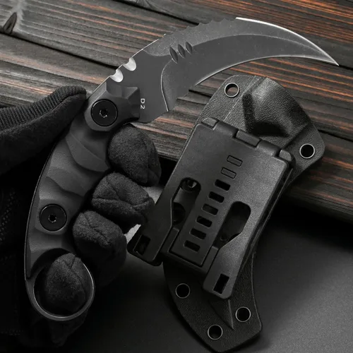 Miniatura 6 de Cuchillo de hoja fija Gtkii GTK691, hoja de acero D2, mango de nylon y fibra de vidrio con funda Kydex para camping al aire libre, caza, senderismo