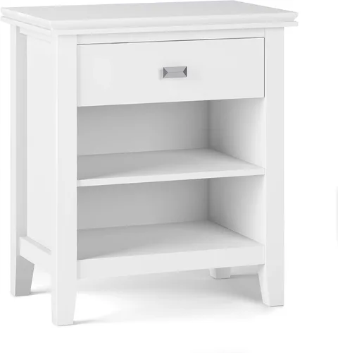 Miniatura 19 de SIMPLIHOME Mesita de noche artesanal de madera maciza de 24 pulgadas de ancho en marrón otoño, mesa auxiliar o auxiliar contemporánea con 1 cajón