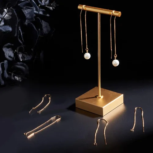 Miniatura 5 de Beebeecraft 10 unidades/caja de hilos de oreja de 4.055 in chapados en oro de 18 quilates, hilo largo para tirar de cadena larga con lazo para hacer