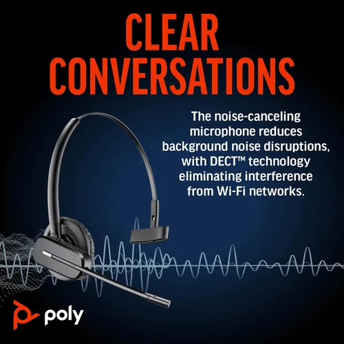 Miniatura 3 de POLY CS540 Auriculares inalámbricos DECT (Plantronics) – Mono (un oído) Convertible (3 estilos de uso) – Se conecta al teléfono de escritorio