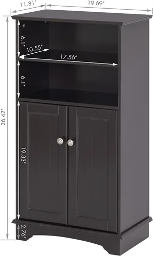 Miniatura 2 de Spirich Armario de almacenamiento de baño moderno de madera espresso, 23.62 pulgadas de ancho x 11.81 pulgadas de profundidad x 40.15 pulgadas