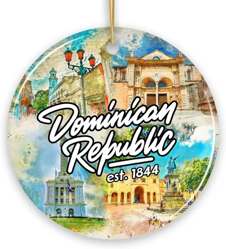 Miniatura 11 de Colorido adorno navideño de cultura y monumentos de Colombia, regalo del patrimonio latinoamericano y recuerdo de Bogotá (círculo - versión 1)