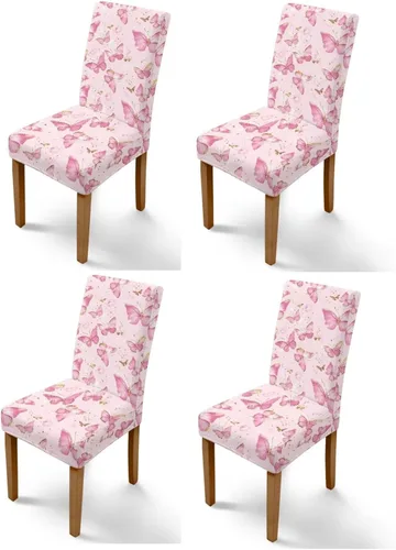 Miniatura 27 de HUGS IDEA Yellow Floral Chair Covers for Dining Room Set of 2 Flowers Kitchen Chair Covers Washable Dining Chairs Slipcovers Cubre Sillas