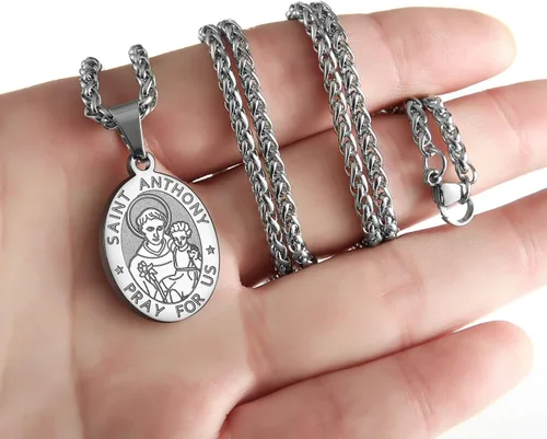 Miniatura 72 de P. BLAKE Collar ovalado de San Cristóbal, Miguel, José, Jude/Virgen María/José/Francisco/Patrick/Anthony/Benedict/Thomas para hombres y mujeres