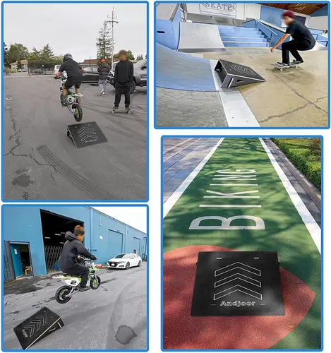 Miniatura 8 de Rampa de salto para niños para patineta, bicicleta, scooter, BMX, auto RC y motocross, 25.2 pulgadas, color negro