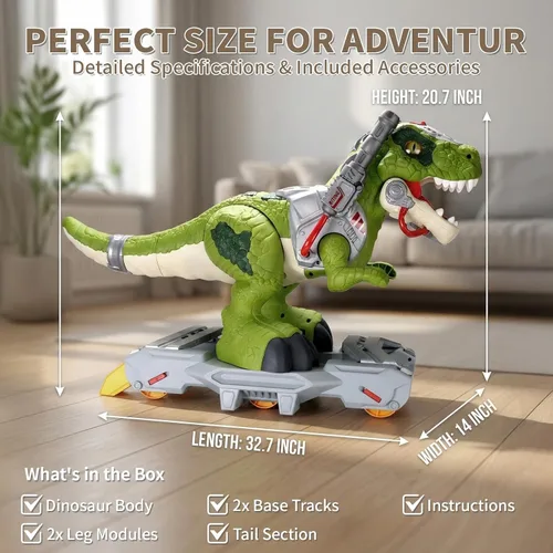 Miniatura 8 de Coches de Dinosaurio Montables para Niños, Juguetes Eléctricos con Música, Luz y Humo, Regalo para Niños de 3 a 5 Años, Patinete para Preescolar