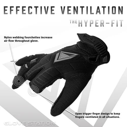 Miniatura 3 de Glove Station Hyper-Fit - Guantes tácticos de tiro y trabajo - Gris, Grande - Diseño de 2 dedos sin cubrir, equipo de paintball y airsoft