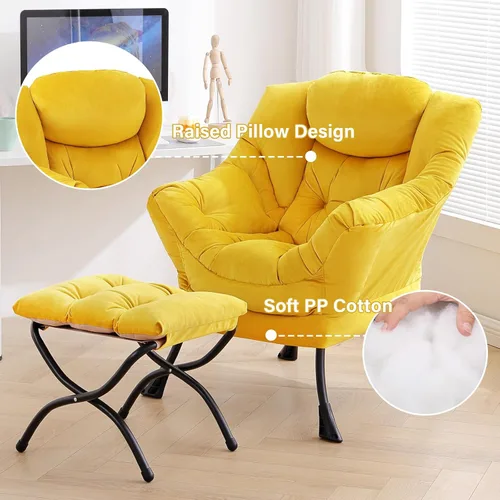 Miniatura 4 de Tiita - Silla perezosa con otomana, moderna y grande, sillón de descanso de acento de ocio, silla de sofá de lectura cómoda con reposapiés