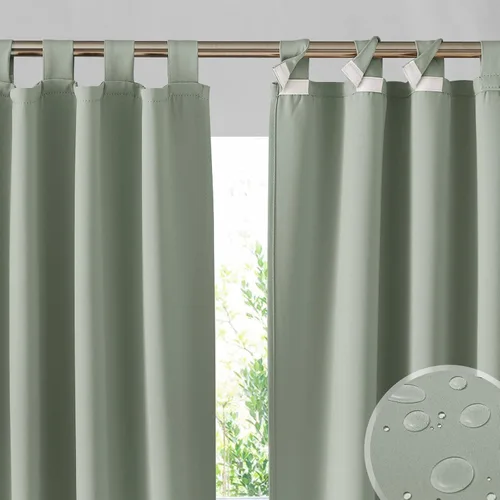 Miniatura 15 de RYB HOME Cortinas para Exteriores para Patio - 2 Paneles Cortinas para Exteriores Desmontables con Parte Superior Adhesiva Impermeables Opacas