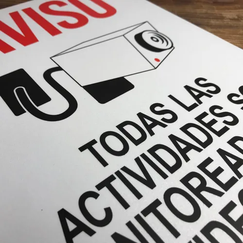 Miniatura 4 de TRADESAFE Señal de videovigilancia - Monitoreadas con la Videocámara Señal de Seguridad de Aluminio Español, Instalación Rápida, Reflectante de Luz