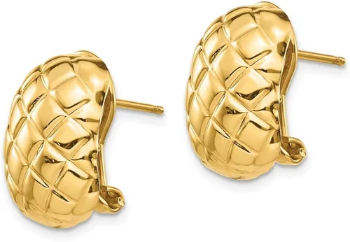 Miniatura 2 de Pendientes de oro amarillo pulido de 14 quilates con cierre trasero Omega, Oro amarillo