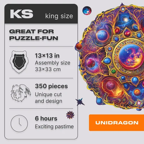 Miniatura 2 de UNIDRAGON Mandala Space Dreams - Rompecabezas de madera para adultos, 350 piezas con formas únicas, tamaño King, 13 x 13 pulgadas (13.0 x 13.0 in)