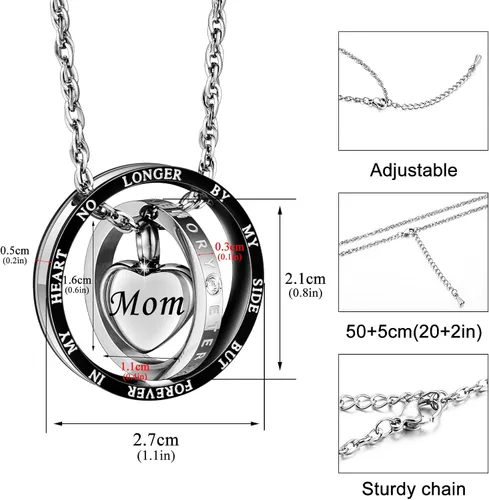 Miniatura 9 de XIUDA Collar de urna de cremación para cenizas, recuerdo tallado con recuerdo eterno de acero inoxidable, joyería conmemorativa para cenizas