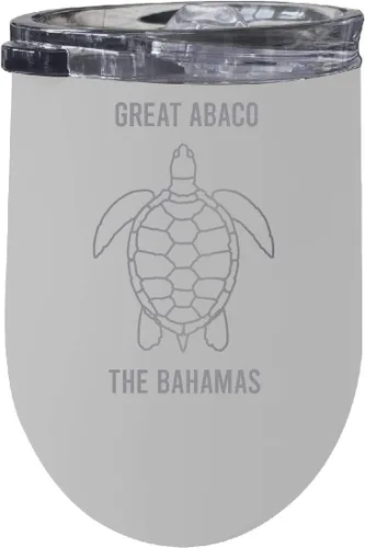 Miniatura 6 de Great Abaco The Bahamas Souvenir 12 oz Negro Grabado Láser Vino Aislado Acero Inoxidable Diseño Tortuga