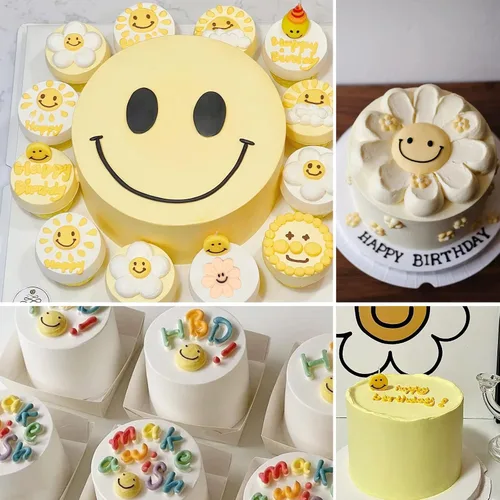 Miniatura 3 de Moldes de silicona para fondant de cara sonriente (3 unidades), molde de silicona para decoración de pasteles de flores sonrientes para cupcakes