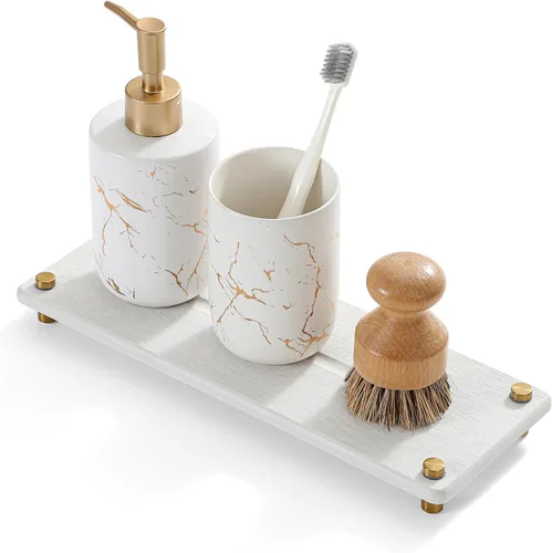 Miniatura 12 de Bandeja de secado de piedra, organizador de fregadero dorado, tapete de grifo absorbente de agua, organizador de fregadero de cocina, posavasos