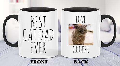 Miniatura 4 de Taza personalizada con el mejor papá del gato, taza de fotos para los amantes de los gatos, taza personalizada para dueños de mascotas, regalo