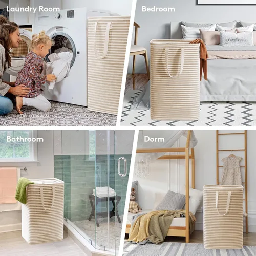 Miniatura 6 de Lifewit Paquete de 2 Cestas de Ropa Grandes Plegables, Cestas de Lavandería Independientes Impermeables con Asas de Fácil Transporte para Cuarto