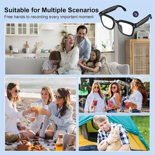 Miniatura 6 de Gafas de cámara para vlogging y computadora, lentes inteligentes de filtrado de luz azul con grabación de 1080P, manos libres y vista previa