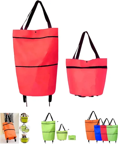Miniatura 9 de Carrito de compras plegable 2 en 1 2023, bolsa de compras plegable portátil con ruedas, bolsa de compras ligera impermeable con ruedas, bolsa de Azul