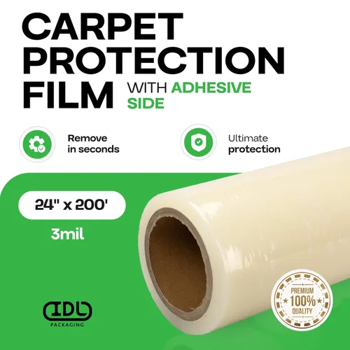 Miniatura 2 de Película protectora de alfombra de 24 pulgadas x 200 pies, 3 mil (400 pies cuadrados) - Protección de alfombras autoadhesiva hecha en Estados Unidos