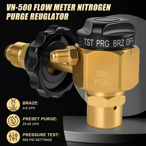 Miniatura 2 de Siasky Regulador de nitrógeno VN-500 - 4 modos de trabajo (TST/PRG/BRZ/OFF) - Ajuste de presión de 0-500PSI para purga de nitrógeno de precisión