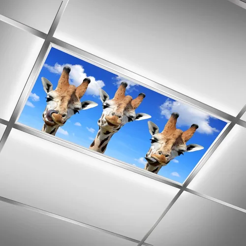 Miniatura 32 de Inserto de Cubierta de Luz de Techo Suspendido 4' x 2' pies (Naturaleza Bosque Hojas de Bambú Sol Verde) - Cubierta de Luz Fluorescente Reduce