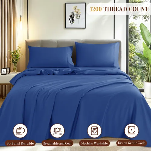 Miniatura 4 de Sábanas 100% de algodón egipcio, tamaño King, juego de sábanas pesadas de lujo de 1000 hilos, para todas las estaciones, ropa de cama súper suave