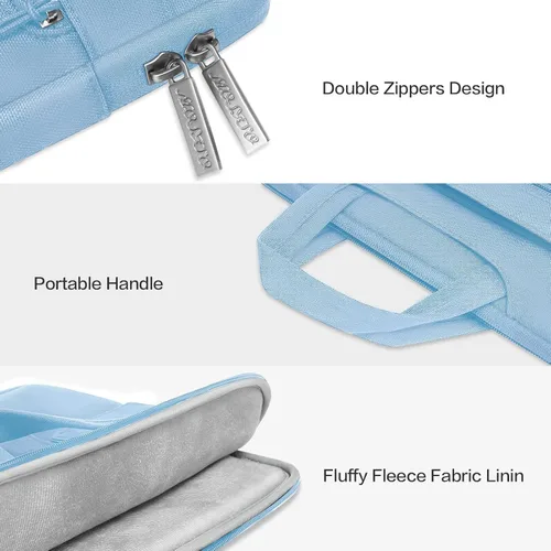 Miniatura 4 de MOSISO Bolsa de hombro para laptop compatible con MacBook Air/Pro, portátil de 13-13.3 pulgadas, funda de poliéster con solapa para maletín, azul