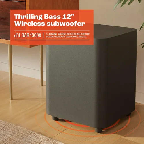 Miniatura 7 de JBL Bar 1300X: Barra de sonido de 11.1.4 canales con altavoces envolventes desmontables, MultiBeam™, Dolby Atmos® y DTS:X®, color negro