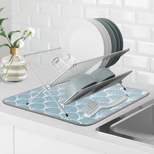 Miniatura 4 de SHIYUE Tapete de secado de platos para encimera de cocina, súper absorbente, decoración de cocina de primavera, tapete de secado de microfibra