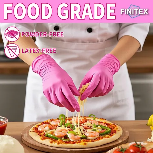 Miniatura 3 de FINITEX Nitrile Disposable Latex-Free Gloves - 3.5mil 100/1000PCS Powder-Free Latex Free Cleaning Medical Exam Food Gloves rosa rojo (pequeño 100)