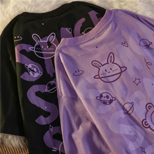 Miniatura 6 de Camiseta gótica Y2K Harajuku para mujer, ropa de anime de algodón
