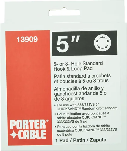 Miniatura 2 de PORTER-CABLE Almohadilla de gancho y bucle para lijadora modelo 333VS, 5 u 8 agujeros (13909)