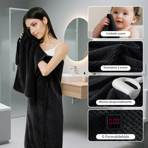 Miniatura 3 de REDKISS Juego de toallas de baño de 6 piezas, 2 paños de baño, 2 toallas de mano, 2 toallas de baño, forro polar coral ultra fibra, súper