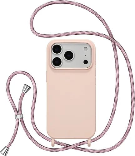 Miniatura 75 de ZTOFERA Funda Crossbody para iPhone 15 Pro con Correa de Cordón Ajustable, Funda Suave de Silicona Líquida para iPhone 15 Pro 6.1 pulgadas - Rosa