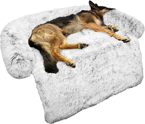 Miniatura 57 de Cama calmante para perro, tapete de felpa esponjoso para perros con protector de muebles con funda extraíble lavable para perros y gatos grandes