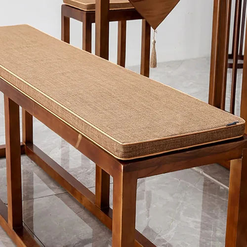 Miniatura 12 de Cojín personalizable para banco, de espuma de alta densidad con memoria, de lino lavable, antideslizante para zapatero, ventana, piano, comedor Gris
