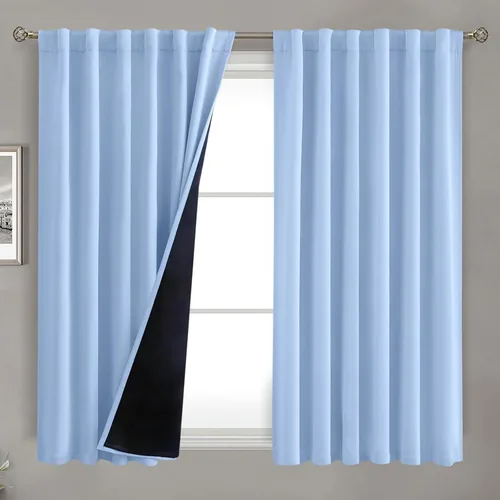 Miniatura 45 de BGment Cortinas 100% opacas beige de 63 pulgadas de largo con forro aislante térmico, bolsillo para varilla y lengüeta trasera de doble capa