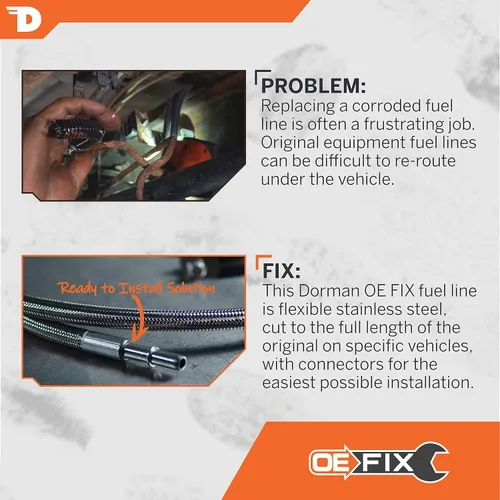 Miniatura 2 de Dorman 819-814 Línea de combustible trenzada de acero inoxidable flexible frontal compatible con modelos seleccionados (OE FIX)