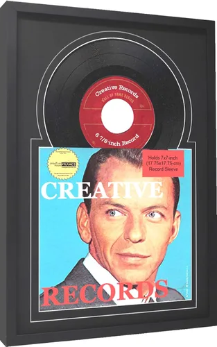 Miniatura 3 de Creative Picture Frames Marco de disco individual de vinilo de 7 pulgadas con doble paspartú negro y negro de 6 7/8 pulgadas y cubierta de 7 x 7