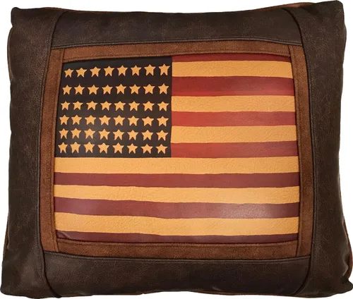 Sweetwater Trading Company Almohadas decorativas artísticas de cuero de lujo, decoración del hogar, almohadas de sofá (bandera americana)