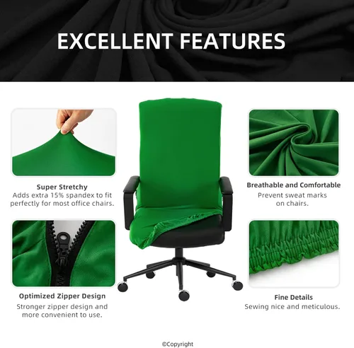 Miniatura 2 de Funda elástica para silla de computadora con cremallera duradera – Funda protectora extraíble lavable universal para silla de escritorio de oficina