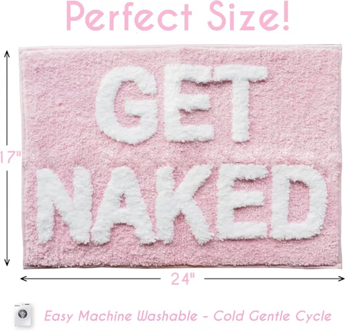 Miniatura 2 de Evovee Alfombra de baño con texto en inglés «Get Naked», divertida y bonita, tapete de baño con texto «Get Nake», divertido y bonito