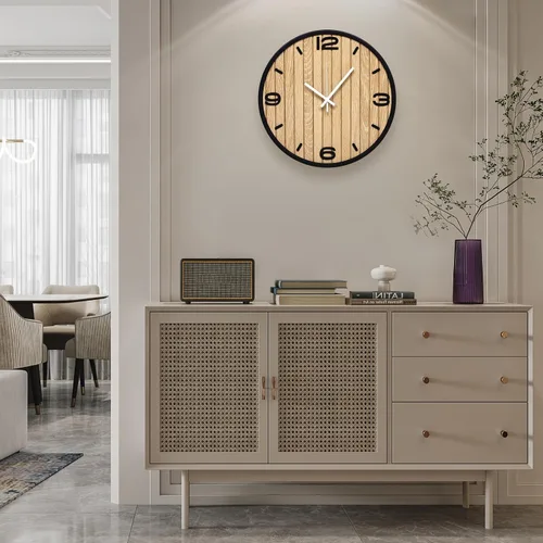 Miniatura 7 de Reloj de pared redondo de 8 pulgadas, funciona con pilas, de cuarzo, sin tictac, para apartamento, sala de estar, dormitorio, pasillo, aula, fácil A