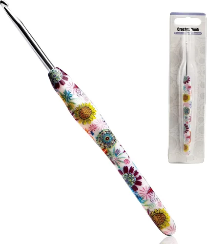 Miniatura 13 de Gancho de Crochet de 2.25mm, Mango Ergonómico para Manos con Artritis, Agujas de Tejer Extra Largas de Goma Suave para Principiantes y Tejido