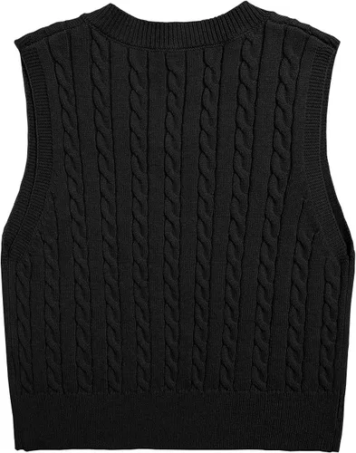 Miniatura 2 de Locachy Chaleco de punto trenzado sin mangas con cuello en V para mujer