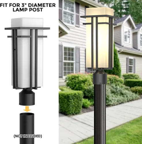 Miniatura 6 de Lámpara de poste al aire libre – Postes de lámpara de aluminio iluminación al aire libre, linterna de poste de luz al aire libre con base de montaje